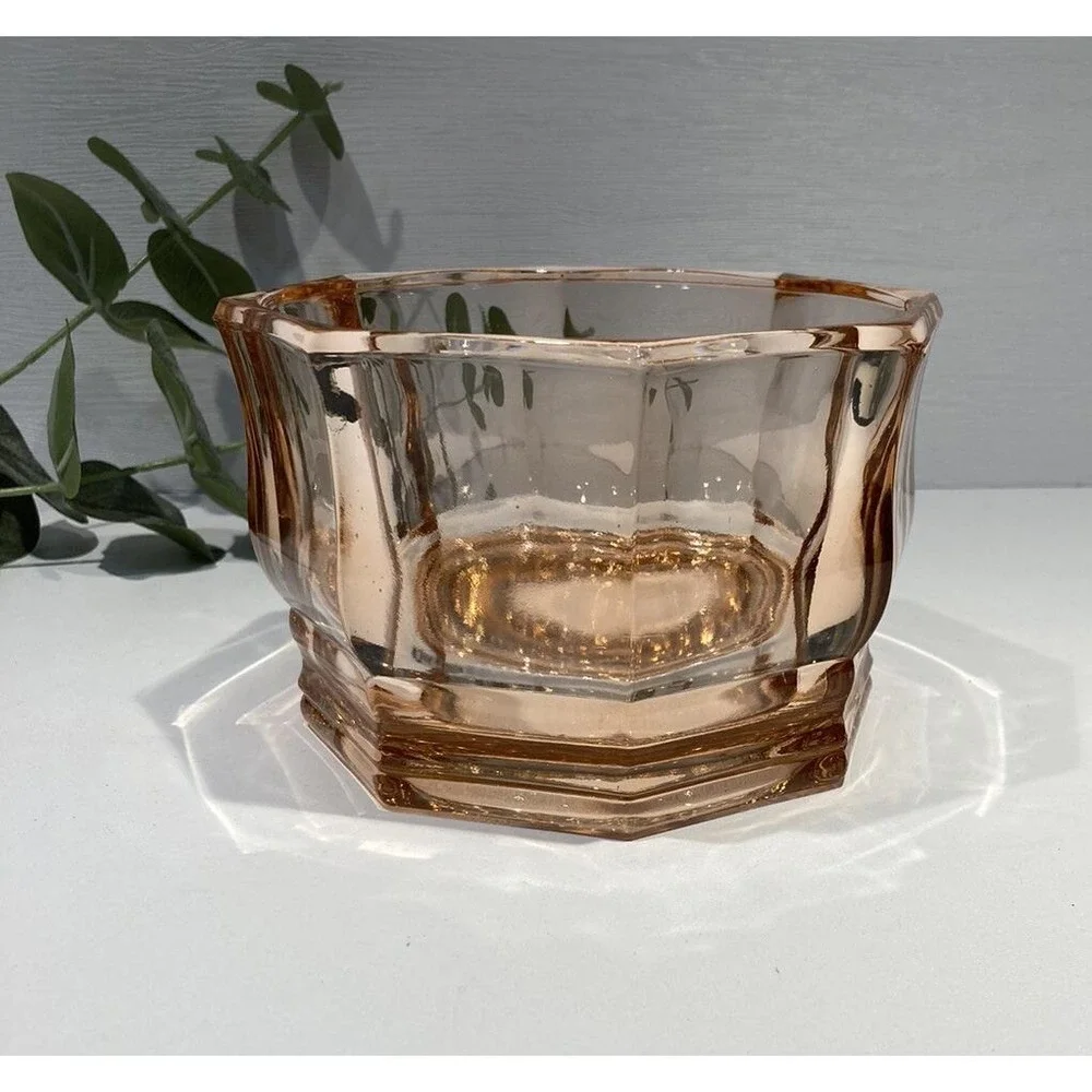Cambridge Pink Depression Glass Octagonal Bowl Candy Dish Vintage  NO LID